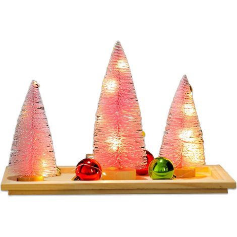 Jeffergarden Coffret cadeau de Noël avec lumières, ensemble de décorations pour sapin de Noël, décorations de fenêtre (ensemble rose)-DOU