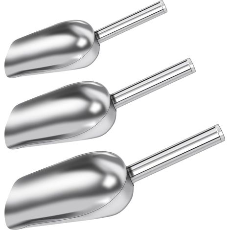 3 × Pelle Multifonctionnelle en Acier Inoxydable, Pelle Cuisine, Pelle à Nourriture pour Animaux, Pelle à Bonbons, Pelle à Farine, pour Mariage, Cuisine, Buffet (1/5)