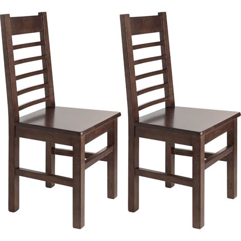 Lot de 2 chaises en hêtre chêne foncé assise bois - RIPAL