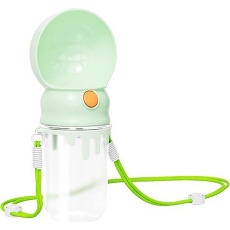 Bouteille d'eau pour chien, fontaine à eau portable pour animaux, format voyage 320 ml, étanche, fontaine à eau pour chat, gamelle d'eau pour animaux - verte (1/5)