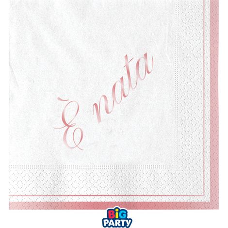 Big Party Tovaglioli Carta E' Nata 25 x 25 Cm Cf 16 Pz Rosa