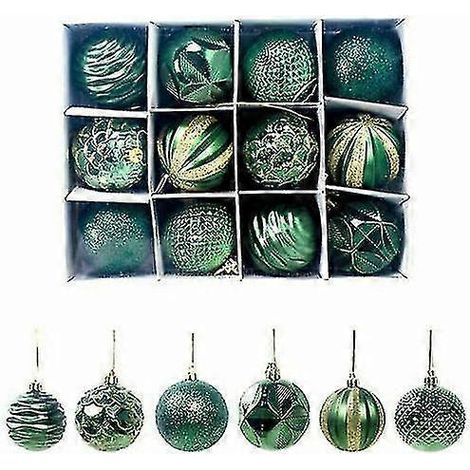 12 boules de Noël vertes pour sapin, décorations de fête et de mariage (1/2)