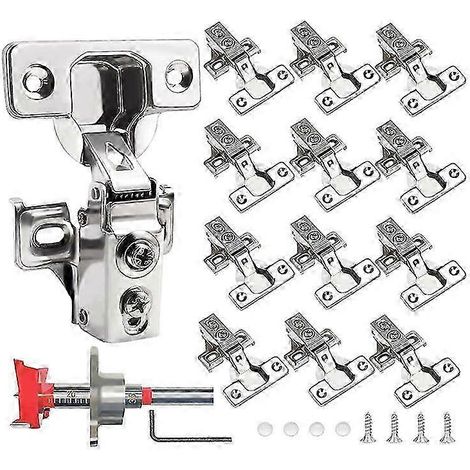 Confezione da 12 cerniere per ante di armadietti a chiusura ammortizzata con montaggio superiore da 1/2 pollice, adatte per armadietti da cucina, diametro bocca tazza in acciaio inossidabile 45 mm (1/4)