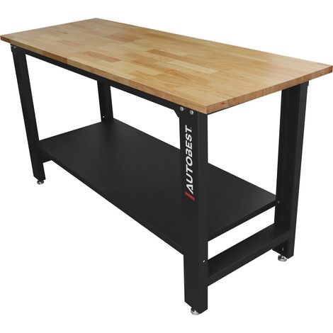 Etabli d'Atelier - Table de Travail Noir en Métal - Plateau bois - Dimensions 1600x600x880 ep 25mm (1/5)