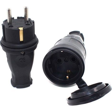 Prise électrique étanche en caoutchouc EU, connecteur européen mis à la terre avec couvercle IP44 pour bricolage d'alimentation 16a 250V (1/5)