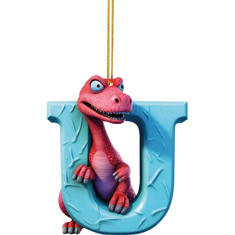 Ornement Dinosaure - 26 Lettres En Acrylique - Décoration Arbre De Noël - Pour Enfants Et Intérieur - Lot De 1 (1/2)