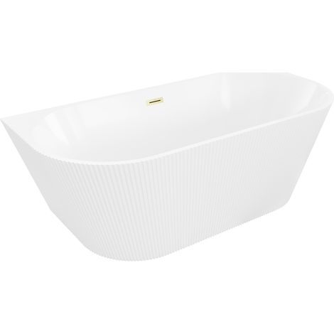 Mexen Oris freistehende Rillenwanne 150 x 75 cm, weiß, Überlauf gebürstetes Gold - 52871507500-55 (1/5)