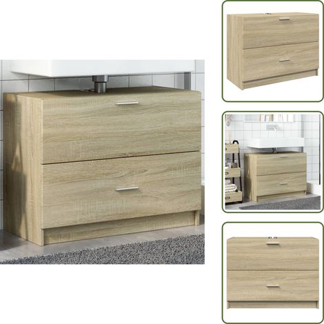 The Living Store Armoire d'évier chêne sonoma 78x37x59 cm bois d'ingénierie - Meuble De Salle De Bain - Armoire De Lavabo - Rangement Salle De Bain - Évier - Chêne Sonoma