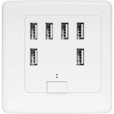 prise murale universelle USB, 6 ports intégrés, panneau de charge 220V 4A, charge rapide (1/5)