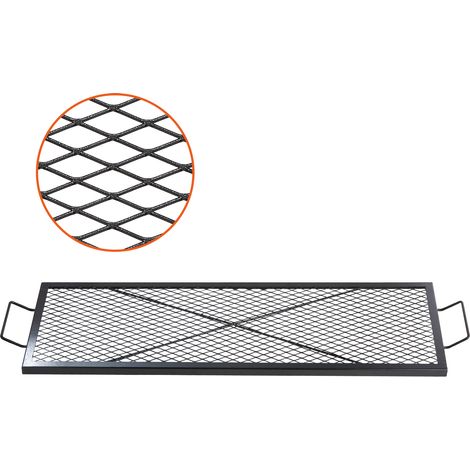 VEVOR Parrilla Rectangular de Barbacoa Cocina de Acero de 111 x 38 cm, Capacidad de Carga de 20 kg, Material de Utensilios con Marca X para Chimenea, Brasero, Barbacoa, Pícnic, Camping, Jardín, Negro