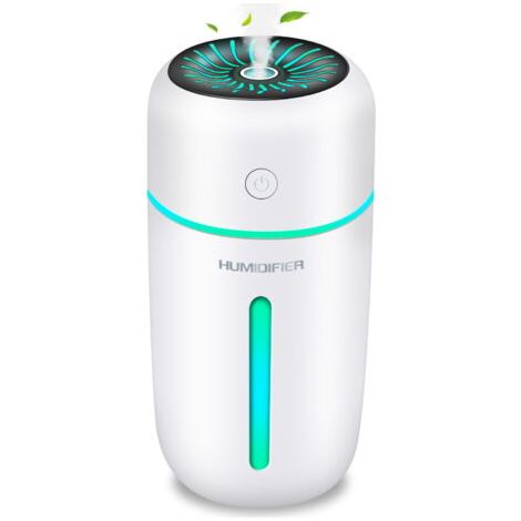 Humidificateur d'Air 300 Ml avec Veilleuse Colorée, Arrêt Automatique et Mode 2 Brumes, Humidificateur pour Bureau, Chambre, Auto, Maison (1/5)