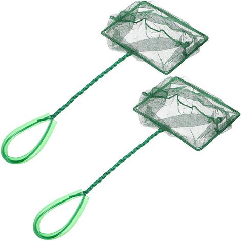 Filets de pêche robustes à mailles fines, adaptés aux aquariums, outils à main en nylon et acier inoxydable vert, lot de 2 (1/5)