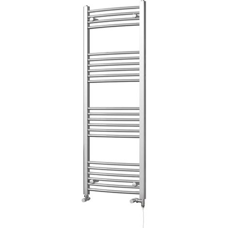 Zennor - Chrome Dual Fuel Towel Rail H1400mm x W500mm Standard - Curved (1/3)