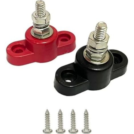 Poteau de jonction de puissance de boulon de 6,35 mm pour 12 V 24 V automobile et marine 165 A, goujon en acier inoxydable avec base isolée (1/4)