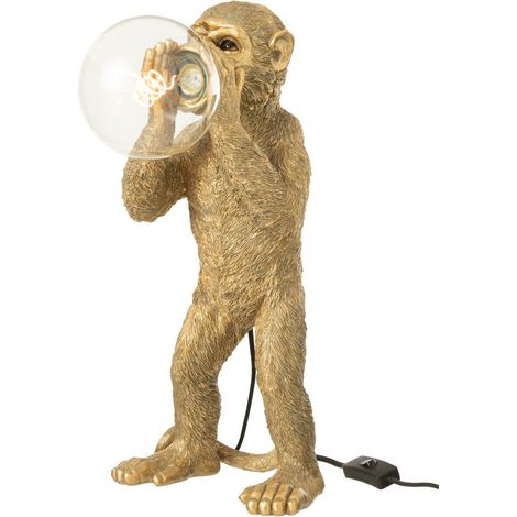 Lampe à Poser en Résine "Singe Crieur" 46cm Or