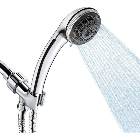 Pommeau De Douche,7 Fonctions Pommeau De Douche Avec Tuyau Douche, Pommeau De Douche Economie Deau Avec Support De Pommeau De Douche Pluie Et Tuyau (1,5 M)(7 Fonctions) (1/5)