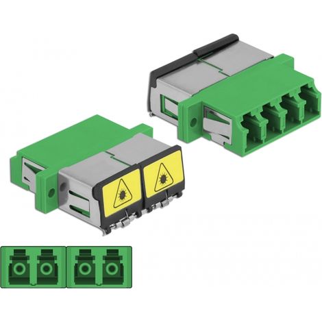 Delock Acoplador de Fibra Ãptica con protecciÃ³n lÃ¡ser flip LC Quad hembra a LC Quad hembra Monomodo verde
