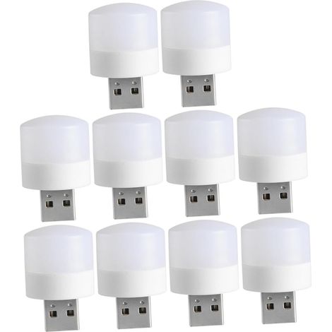 Veilleuse USB à LED Blanche en Pp et Fer, Lot de 10 Pièces (1/5)