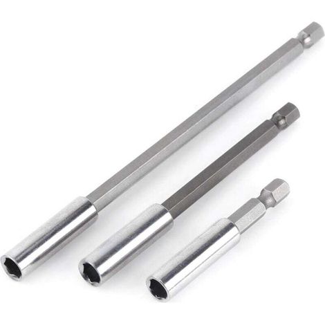3pcs 1/4" Tige Porte Embouts Magnétique Extension de Vissage Rallonge Perceuse Électrique Tournevis Extension pour Foret Electrique