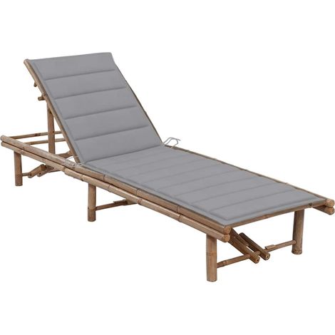 vidaXL Chaise longue de jardin avec coussin Bambou (1/5)