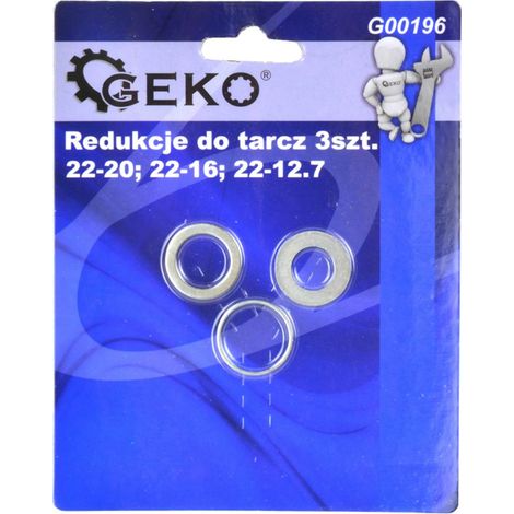 ANELLI DI RIDUZIONE DISCHI CON FORO 22mm SET 3 PZ RONDELLE 20/16/12,7mm GEKO (1/2)