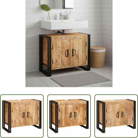 Badmöbel - Waschbeckenunterschrank Braun 71 x 33 x 58 cm Massivholz Mango (1/5)