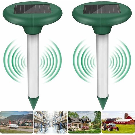 Confezione da 2 repellenti per talpe e topi ad energia solare, repellenti anti-talpa e anti-serpente - Repellente sonico per insetti da esterno - Alimentato a energia solare per talpe, serpenti, arvic (1/5)