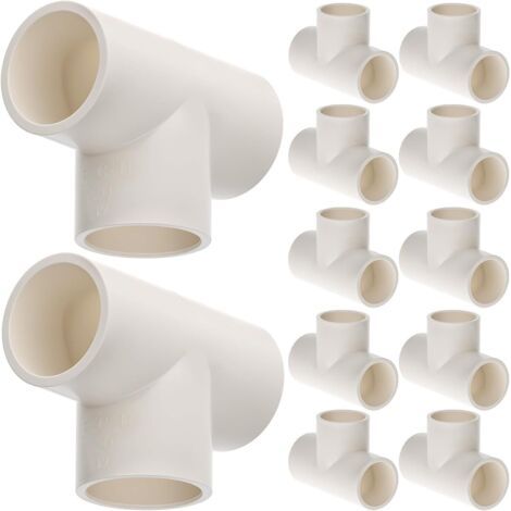 ® 10 pièces raccords de tuyauterie à 3 voies, diamètre intérieur 32mm, blanc, connecteurs d'angle tuyau en plastique PVC - 20mm-T (1/5)