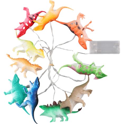 Guirlande lumineuse féérique de 2 mètres avec 10 LED, motif dinosaure, lampe décorative pour les fêtes et les chambres d'enfants. Idéale pour les veilleuses. (1/5)