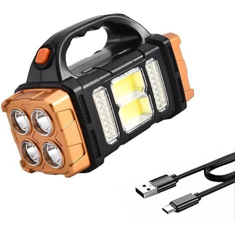 Linterna trabajo luminosidad, Linterna funciones foco linterna, Linterna recargable, impermeable alimentada energía solar, Portátil ligera (1/5)
