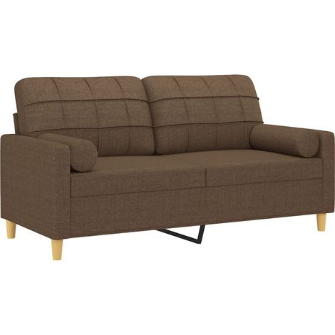 vidaXL Canapé 2 places avec oreillers décoratifs marron 140 cm tissu (1/5)