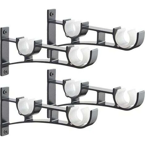 4pièces Tringle À Rideau En Métal Robuste, Support De Tringle À Rideaux, Double Tringle À Rideau Pole Holder, Support Rideau, Support De Tringle À Rideau En Aluminium, Support De Tringle À Rid (1/3)