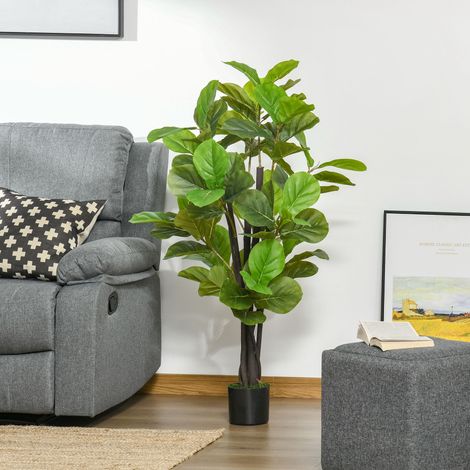 Ficus artificiel pour intérieur et extérieur. Plante artificielle réaliste avec 78 feuilles. 130 cm