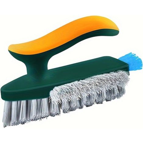 Brosse de nettoyage 4 en 1 pour joints de carrelage et coins avec grattoir, jaune-vert (1/5)