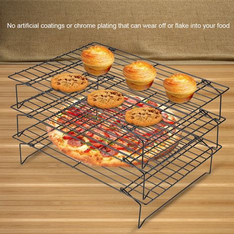 Grille de refroidissement en acier inoxydable, plaque de cuisson antiadhésive pour biscuits, gâteaux et pains (1/5)
