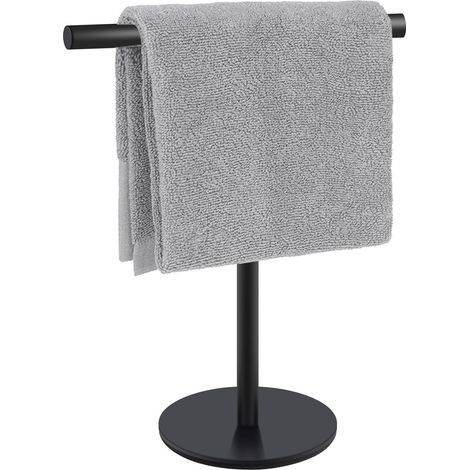 Porte-serviette- Porte-serviettes en forme de T, noir, acier inoxydable (1/5)