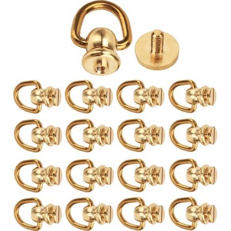 12 Pièces Anneaux D à Vis en Laiton Doré, Rivets pour Accessoires Cuir, Chaussures et Sacs (1/5)
