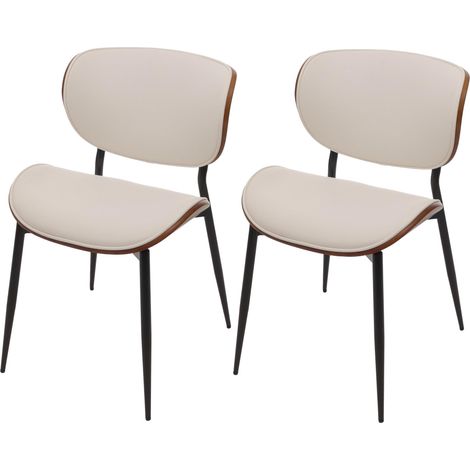 [NUNCA USADO] Juego de 2 sillas de comedor HHG-233, silla, imitación madera curvada 280g/m² Oeko-Tex MVG, aspecto nogal, blanco