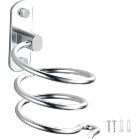 Hair Dryer Holder Aluminum Wall Mount for Hair Dryer (Silver) (1/4)