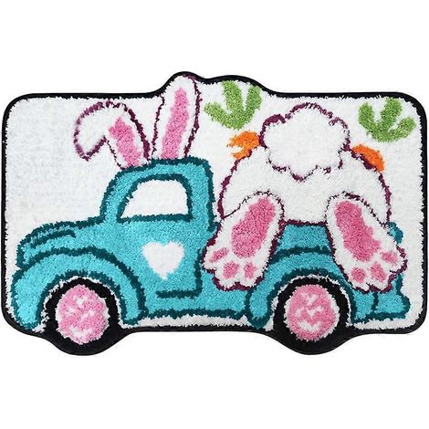 Tapis de bain de Pâques, tapis de salle de bain camion lapin A-- (1/5)