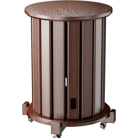 Tabouret en bois massif - 4 PCS Tabourets Empilables - tabouret de salle à manger - Support à roulettes pivotantes - économiser de l'espace - 35x35x46cm - Marron - FLASIDU (1/5)