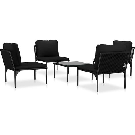 Maison Exclusive - Set Divani da Giardino 5 pz con Cuscini Neri in PVC (1/5)