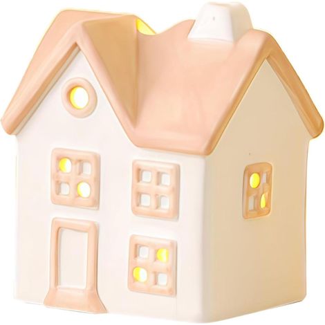 Teelichthalter – Keramikhaus mit durchbrochenem Muster, romantische Dekoration für Wohnzimmer, Badezimmer oder Schlafzimmer, im europäischen Landhausstil.