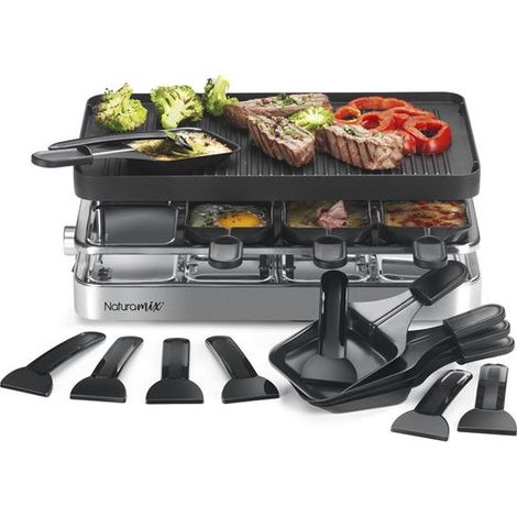 Raclettegerät 8 personen 1200w + grill + pfannkuchen - Naturamix - RAC.INDUS-8