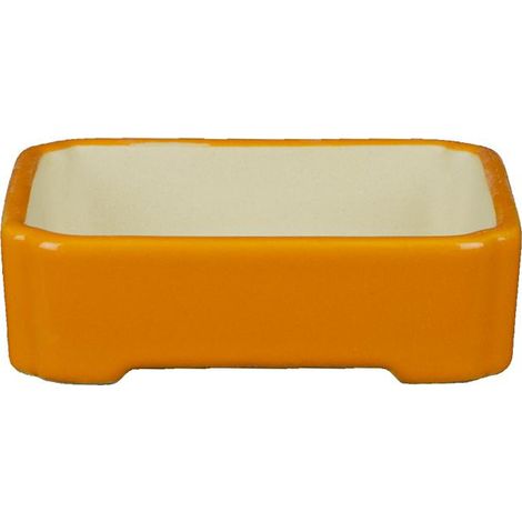 Vaso per bonsai rettangolare in gres smaltato arancione 11x9x2,5 cm - A45