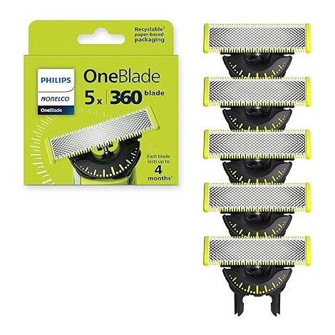 Lames de rechange OneBlade 360, 5 pièces, acier inoxydable durable, QP450/80 (1/5)