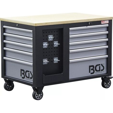 SERVANTE D'ATELIER PRO VIDE BGS - 10 CASSETTI, ARMADIO E PIANO IN LEGNO