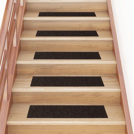 vidaXL Tappetini per scale autoadesivi 15 pz 76x20 cm marrone scuro rettangolari