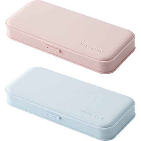 2 boîtes à crayons, rangement bureau épuré, PP imperméable, 20,5 x 9,3 x 3 cm, blanc/gris et bleu/rose (1/5)