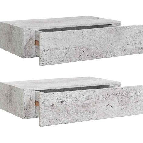 Estante de pared con cajón 2 uds MDF gris hormigón 40x23,5x10cm vidaXL